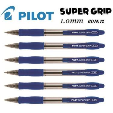 Imagem de Caneta Esferográfica Azul Pilot Super Grip 1.0 Kit com 12