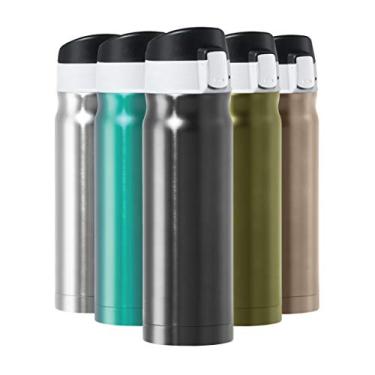 Imagem de Oggi Garrafa de água Caliber de aço inoxidável para viagem - Caneca de café isolada, garrafa de água de metal, garrafa esportiva, garrafa de água, garrafas de viagem, 500 ml, preta