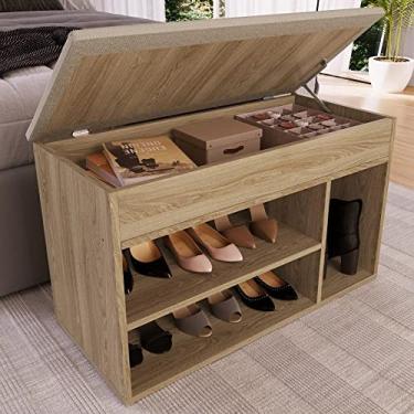 Imagem de Sapateira Baú Tampo Estofado 3 Prateleiras Oak Lilies Móveis