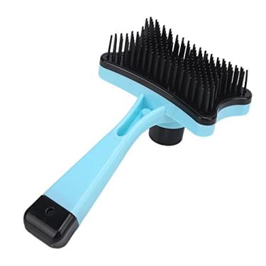Imagem de Escova de cuidados para animais de estimação, escova autolimpante, escova de queda de pelos curtos e longos para cães e gatos, remove suavemente o subpelo solto (azul) luvas e rolos de remoção de pelos
