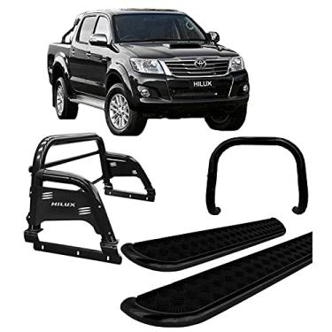 Imagem de Kit quebra mato+Estribo CHAPA+Santo Ant H3 Hilux Preto 05/15