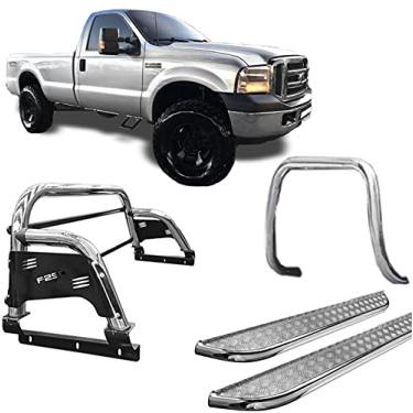 Imagem de Kit quebra mato+Estribo Ch+Santo Ant H3 F250 C/Simples CROMO