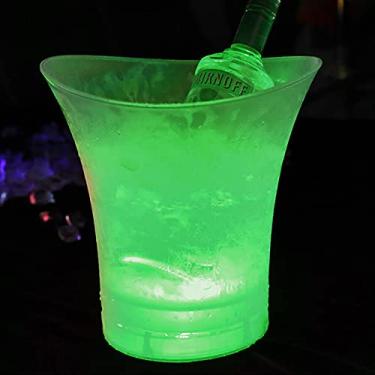 Imagem de Yajun Balde de gelo LED 5 L grande capacidade para gelo de vinho automático que muda de cor alimentada por bateria, decoração de festa retrô