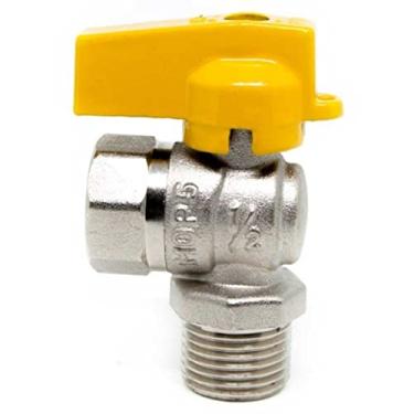 Imagem de Registro De Gás Esfera Angular 90° Rosca 1/2 Npt M/m Ou M/f Rosca: 1/2 Macho X Fêmea
