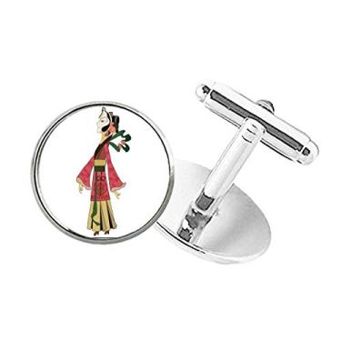 Imagem de DIYthinker Abotoaduras femininas Chinese Shadow Play com botão redondo e clipe