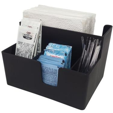 Imagem de Kit 10 Suportes Sachê Porta Guardanapos Açúcar Organizadores Preto