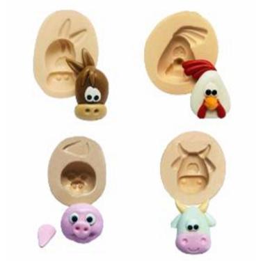 Imagem de Molde De Silicone Rosto Fazendinha, Vaca, Cavalo, Galinha E Porco, Resina, Confeitaria, Biscuit Molds Planet