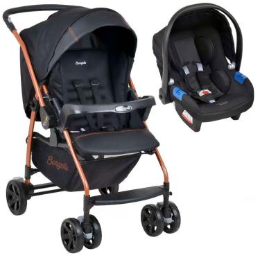 Imagem de Carrinho de Bebê Passeio Travel System Reclinável Reversível De 0 até 15kg Rio K Preto Cobre Burigotto