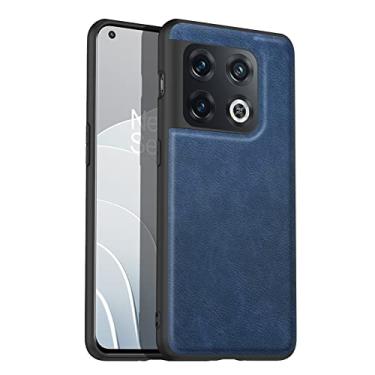 Imagem de GSYH Capa para Oneplus 10 Pro, capa traseira de couro PU fina com proteção de câmera Capa protetora híbrida TPU macia para Oneplus 10 Pro, azul