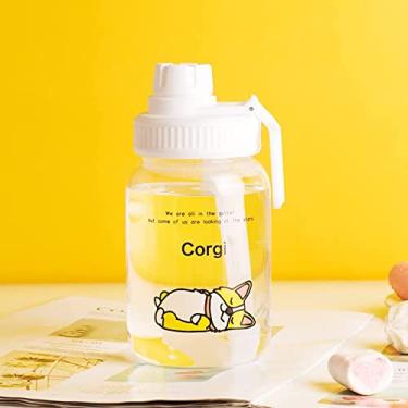 Imagem de Garrafa de água de vidro de 450 ml com palha portátil, garrafas de bebida de leite com leite de café (Capacity : 450ml, Color : Style 3)