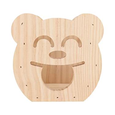 Imagem de Tnfeeon Comedouro de feno de coelho, dispensador de comida de feno de madeira, alimentação em forma de urso fofo para coelho, chinchila, porquinho-da-índia