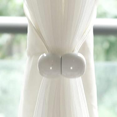 Imagem de Ganchos de cortina com fivela de sucção magnética Cortinas de encadernação Cortinas de malha à prova d'água Cortina de chuveiro Clipe de cortina de corda, BEGE 1 PCS