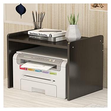 Imagem de Suporte de impressora, prateleira de mesa de 2 camadas para casa e escritório com prateleira de armazenamento, suporte de impressora de mesa de mesa, organização de escritório para máquina de fax, scanner, arquivos, suporte de impressora para mesa