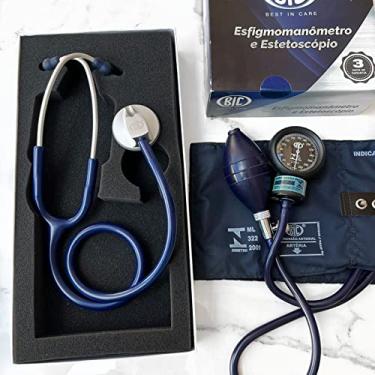 Imagem de Kit Enfermagem Acadêmico Estetoscópio Azul Unisson BIC e Esfigmomanômetro