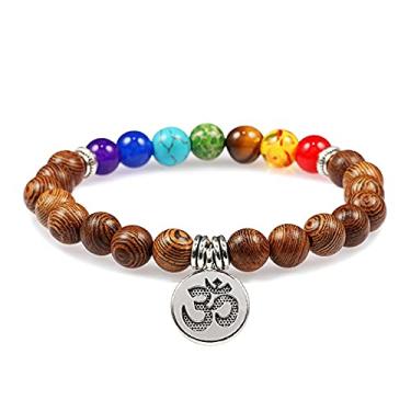 Imagem de Pulseiras masculinas trançadas de madeira natural de 8 mm ajustáveis para meditação com contas de pedra pulseira feminina joias de oração pulseira de ioga para casa (trançado 12)