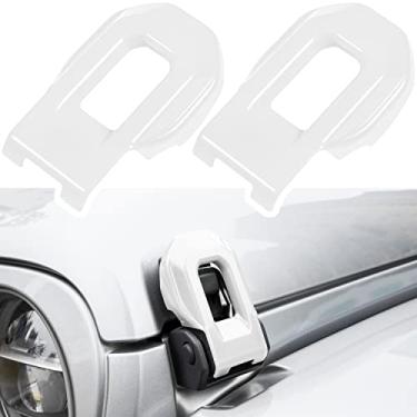 Imagem de E-cowlboy Suporte de trava de capô para Jeep Wrangler JL JLU Unlimited Sports Freedom Sahara Rubicon Gladiator JT 2 portas e 4 portas (branco, 2 peças)