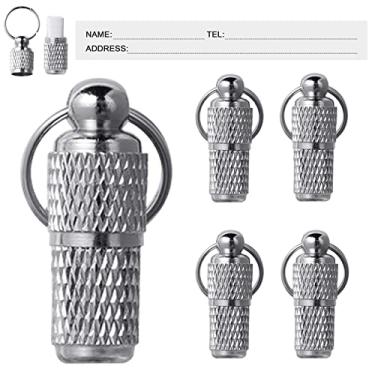 Imagem de Extodry Pacote com 5 etiquetas de identificação para animais de estimação, etiquetas personalizadas para cães, etiquetas para cães com etiqueta de nome e endereço Tel, acessórios prateados para filhotes e gatinhos