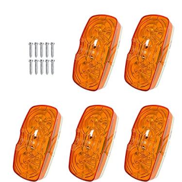 Imagem de 5 peças de luzes indicadoras de reboque âmbar, 10 LEDs, dupla Bullseye lateral, suporte de superfície de lâmpada de LED retangular para trailers, caminhões, campistas ORV, quadriciclos, 5 cm x 10 cm, certificação DOT