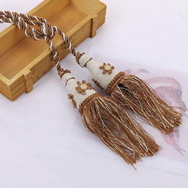 Imagem de Suportes de cortina prendedores de cortina Corda de cortina Corda de orelha de borla simples Correia de bola pendurada, T2,1 Pçs