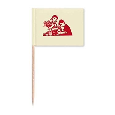 Imagem de China Red Education Propaganda Technology Toothpick Flags Marker Topper Decoração de Festa
