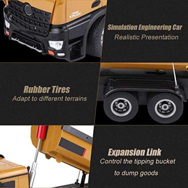 Imagem de Yunir RC Dump Truck, 2.4GHz Remote Control Dump Truck in 1:14 Scale with a Loading Capacity of 10 kg, 10-Channel RC Engineering Vehicle