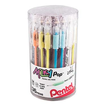 Imagem de Pentel Canetas de gel pastel Milky POP Beauty Beauty (0,8 mm), linhas médicas, 6 cores de tinta sortidas (F/G/K/P/S/V/W), 6 canetas por cor, embalagem com 36 recipientes (K98PC36M)