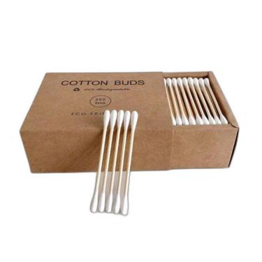 Imagem de Cotonete Madeira Algodão Sustentável Ecológico 1000 Unidades