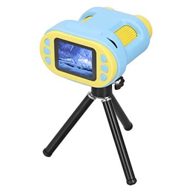 Imagem de Telescópio de lente dupla, câmera de microscópio de lente dupla, tela de 2 polegadas, 32G, cartão de armazenamento 5-200 x 6 amostras 1080FHD para escola (azul)