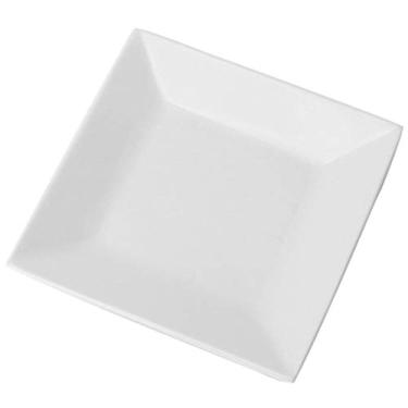 Imagem de Cabilock 1 Unidade prato quadrado de ceramica pratos de salada branca prato de sobremesa bandeja de joias bandeja de comida prato de salada de cerâmica prato de comida lanche definir branco