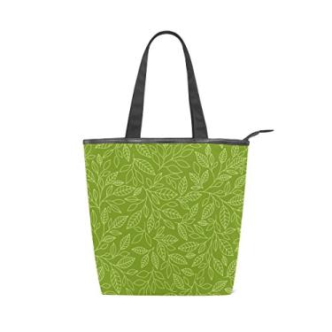 Imagem de Bolsa feminina de lona durável, elegante, verde, grande capacidade, sacola de compras