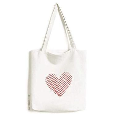 Imagem de Bolsa de lona com desenho de coração vermelho para dia dos namorados, bolsa de compras, bolsa casual