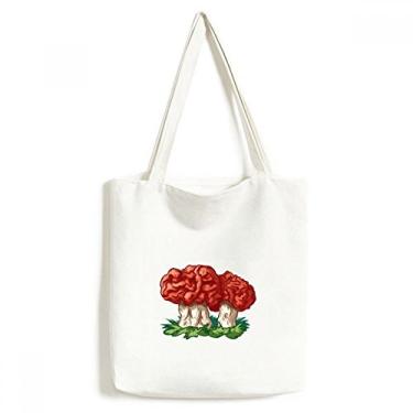 Imagem de Linda bolsa de lona com estampa de cogumelo vermelho bolsa de compras casual bolsa de mão