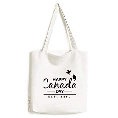 Imagem de Maple Leaf Happy Canada Day 4 Of July Slogan Tote Canvas Bag Shopping Satchel Casual Bolsa