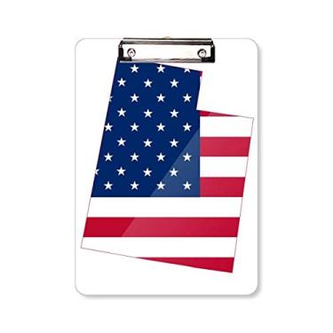 Imagem de Utah America Mapa dos EUA Estrelas Listras Bandeira Prancheta Pasta Prancheta Placa de apoio A4
