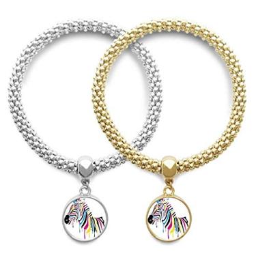 Imagem de DIYthinker Pulseira Pinto Animal Rainbow Color Lover Pulseira Pingente Joias Presente Casal