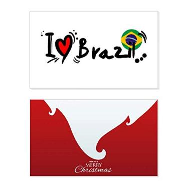 Imagem de I Love Brazil Palavra Bandeira Love Heart Ilustration Holiday Merry Christmas Cartões de parabéns Mensagem de Natal