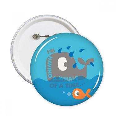 Imagem de The Blue Whale Enorme Desenho Ilustrado Pinos Redondos Emblema Decoração de Roupas 5 peças Presente