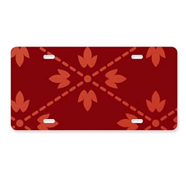 Imagem de DIYthinker Padrão de linhas de folhas, estilo chinês, japonês, asiático, placa de licença decorativa, etiqueta de aço inoxidável para automóvel
