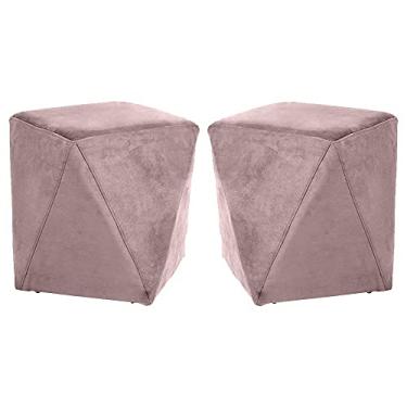 Imagem de Kit 02 Puffs Decorativo Sala de Estar Blois Veludo Rosê - Gran Belo