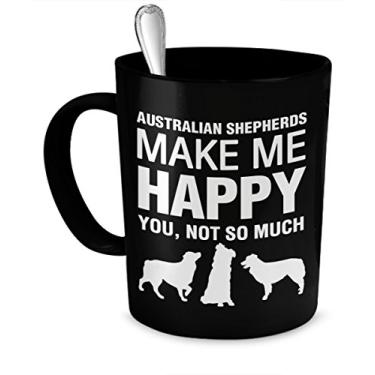 Imagem de Caneca de pastor australiano - Caneca de café de pastor australiano - Pastores australianos me fazem feliz - Presentes de pastor australiano