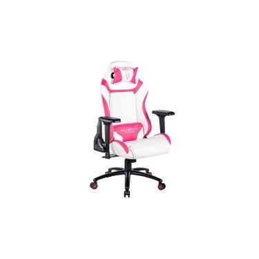 Imagem de Cadeira Gamer Husky Gaming Avalanche, Rosa e Branco, Com Almofadas, Reclinável, Descanso de Braço 3D - HAV-PW