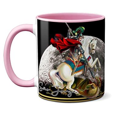 Imagem de Caneca Religiosa Oração São Jorge Amém! Presente (Rosa)