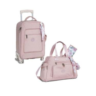 Bolsa Materna + Mochila + Mala Rodinha Ballet Rosa Masterbag