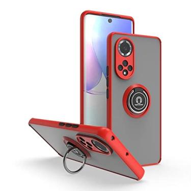 Imagem de Caso de suporte de anel fosco de armadura à prova de choque para Huawei P50 Pro P40 P30 P20 Lite Mate 20 30 40 Pro Nova 9 8i 7 6 P Smart Cover, vermelho, For Honor 50 Pro
