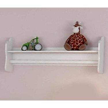 Imagem de Nicho para Quarto Infantil Manu com Prateleira e Cabideiro 100% MDF Cor Branco Brilho - Canaã Baby