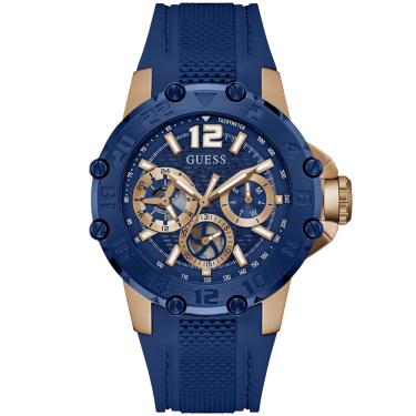 Imagem de Relógio GUESS masculino analógico azul rosê borracha GW0640G3