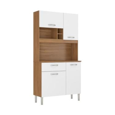 Imagem de Armário de Cozinha Compacta 4 Portas e 1 Gaveta Multimóveis Cr20233 Amêndola/branco