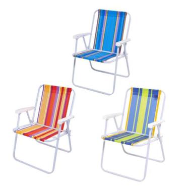 Imagem de Cadeira De Praia Aço Reforçado Cadeira Alta Cores Sortidas - Idea