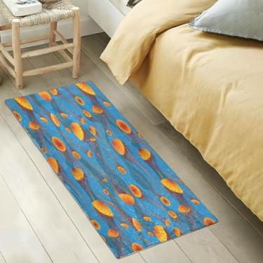 Imagem de Tapetes de corredor azul profundo flutuantes laranja de desenho animado para tapete de quarto tapete antiderrapante tapetes de corredor desgrenhados para corredor 2x3 99x50 cm
