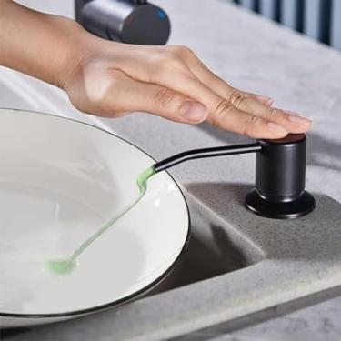 Imagem de Dispenser Dosador de Detergente e Sabão Líquido de Embutir em Inox/Abs Capacidade de 350ML para Pia Cuba Cozinha - Cor Preto